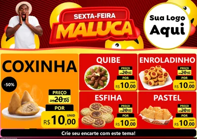 Modelo de Encarte para Encarte A4 Horizontal com o tema Sexta-feira Maluca para Salgadaria
