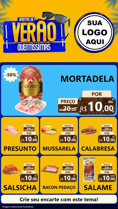 Modelo de Rede Social para Stories com o tema Ofertas de Verão Quentíssimas para Frios e Laticínios