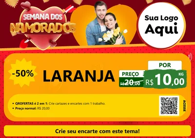 Modelo de Cartaz para Cartaz A4 Horizontal com o tema Semana dos Namorados para Hortifrúti