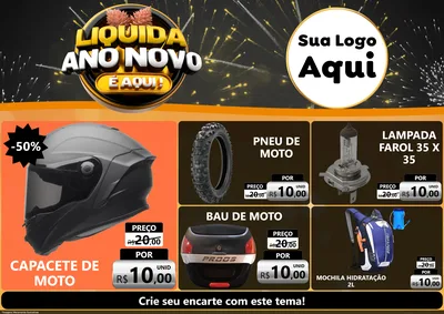 Modelo de Encarte para Encarte A4 Horizontal com o tema Liquida Ano Novo É Aqui! para Moto peças