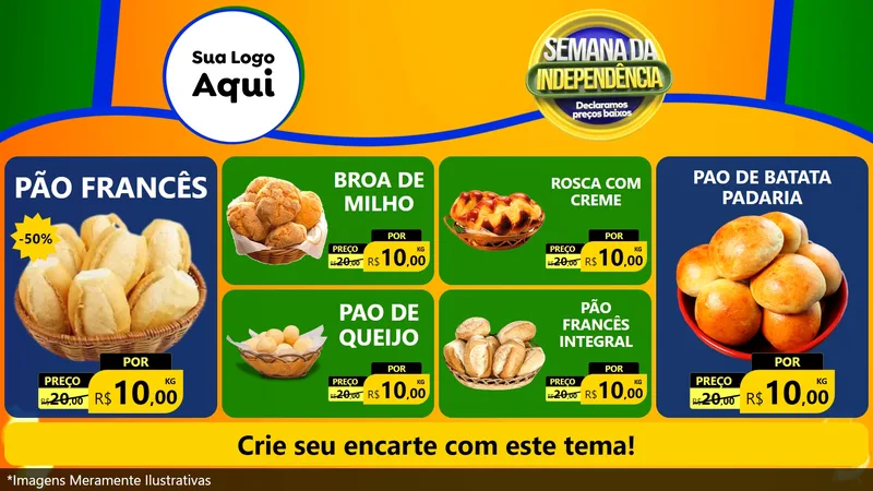 Modelo de TV para TV Horizontal com o tema Semana da Independência Declaramos Preços Baixos para Padaria