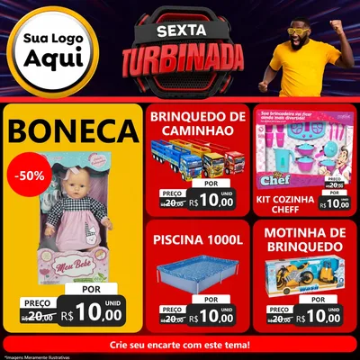 Modelo de Rede Social para Feed Facebook com o tema Sexta Turbinada para Brinquedos