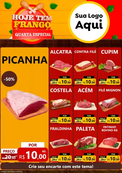 Modelo de Encarte para Encarte A4 Vertical com o tema Hoje tem Frango Quarta Especial para Açougue