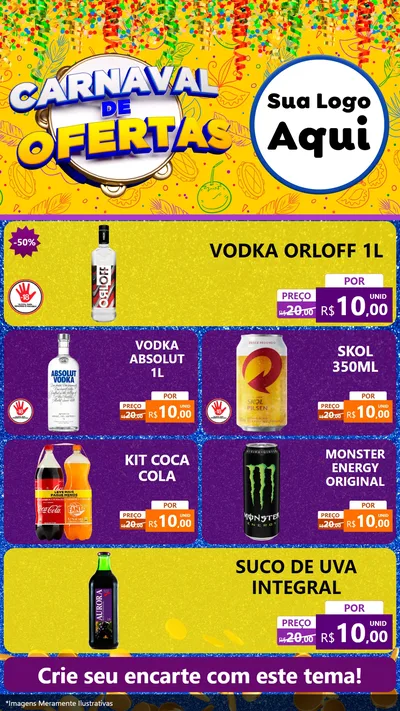 Modelo de TV para TV Vertical com o tema Carnaval de Ofertas para Distribuidora de bebidas