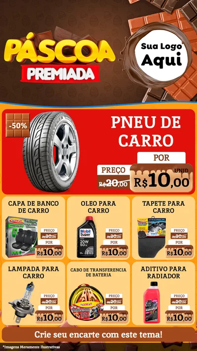 Modelo de Rede Social para Stories com o tema Páscoa Premiada para Auto peças