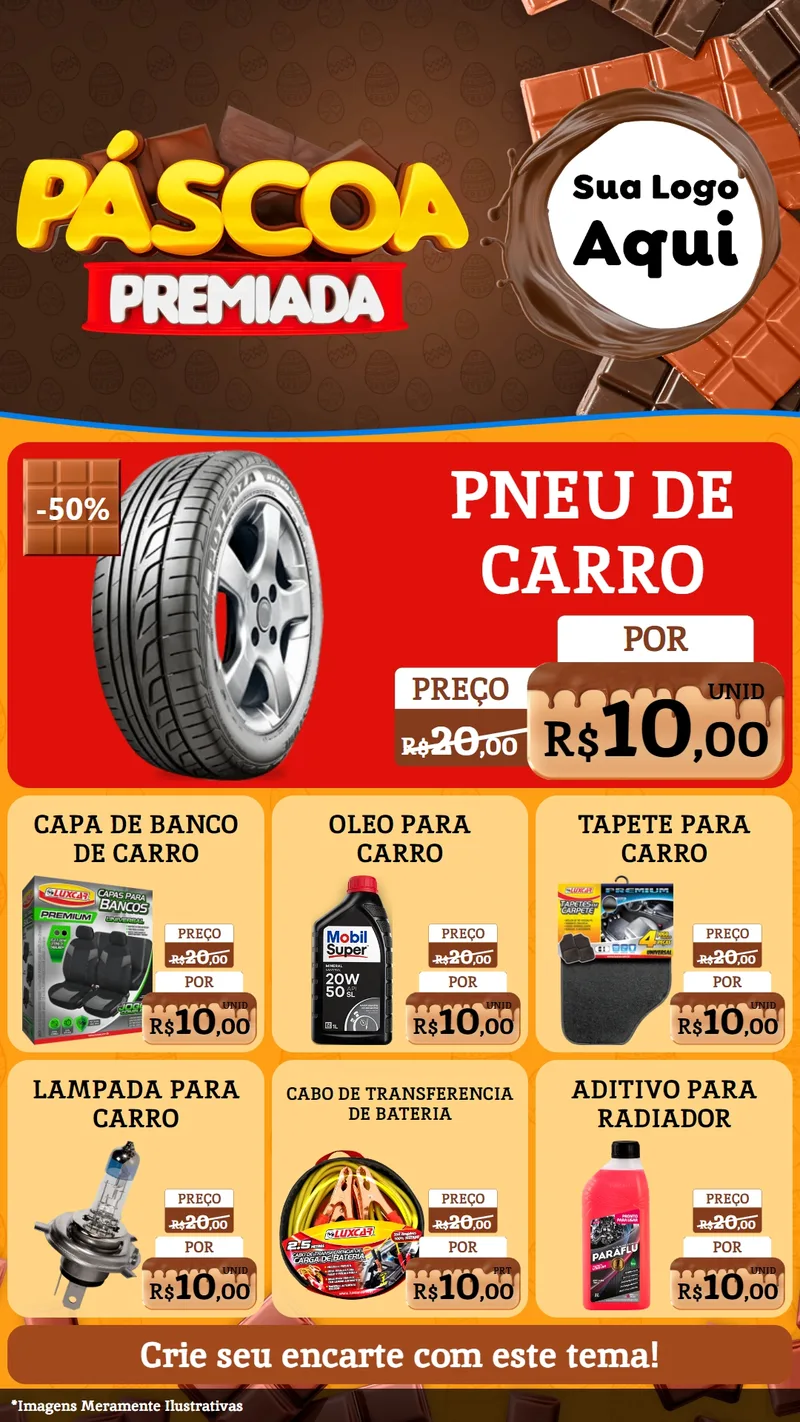 Modelo de Rede Social para Stories com o tema Páscoa Premiada para Auto peças