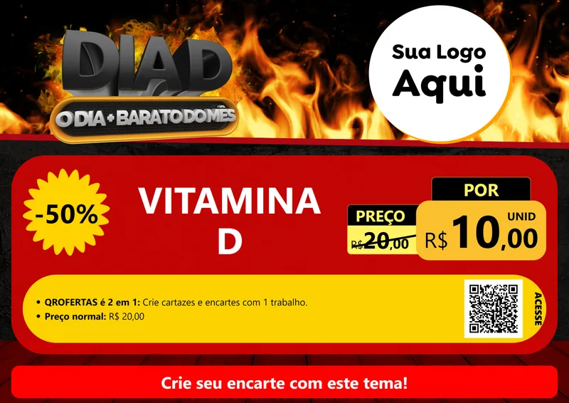 Modelo de Cartaz para Cartaz A4 Horizontal com o tema Dia D, O Dia Mais Barato Do Mês para Farmácia