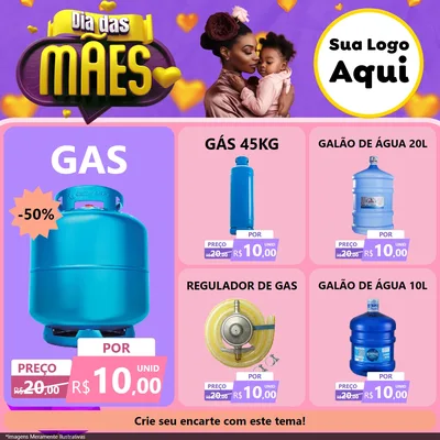 Modelo de Rede Social para Feed Facebook com o tema Dia das Mães para Água e gás