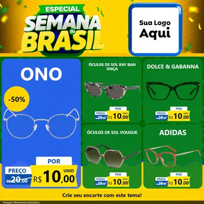 Modelo de Rede Social para Feed Facebook com o tema Especial Semana do Brasil para Óticas