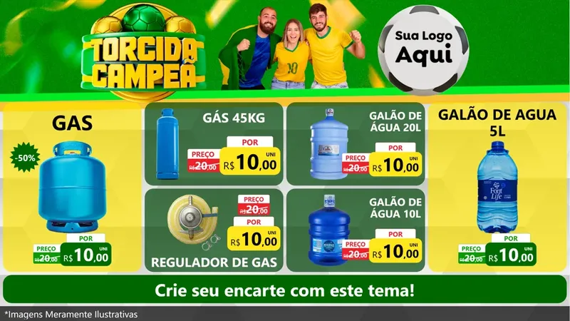 Modelo de TV para TV Horizontal com o tema Torcida Campeã - Copa para Água e gás