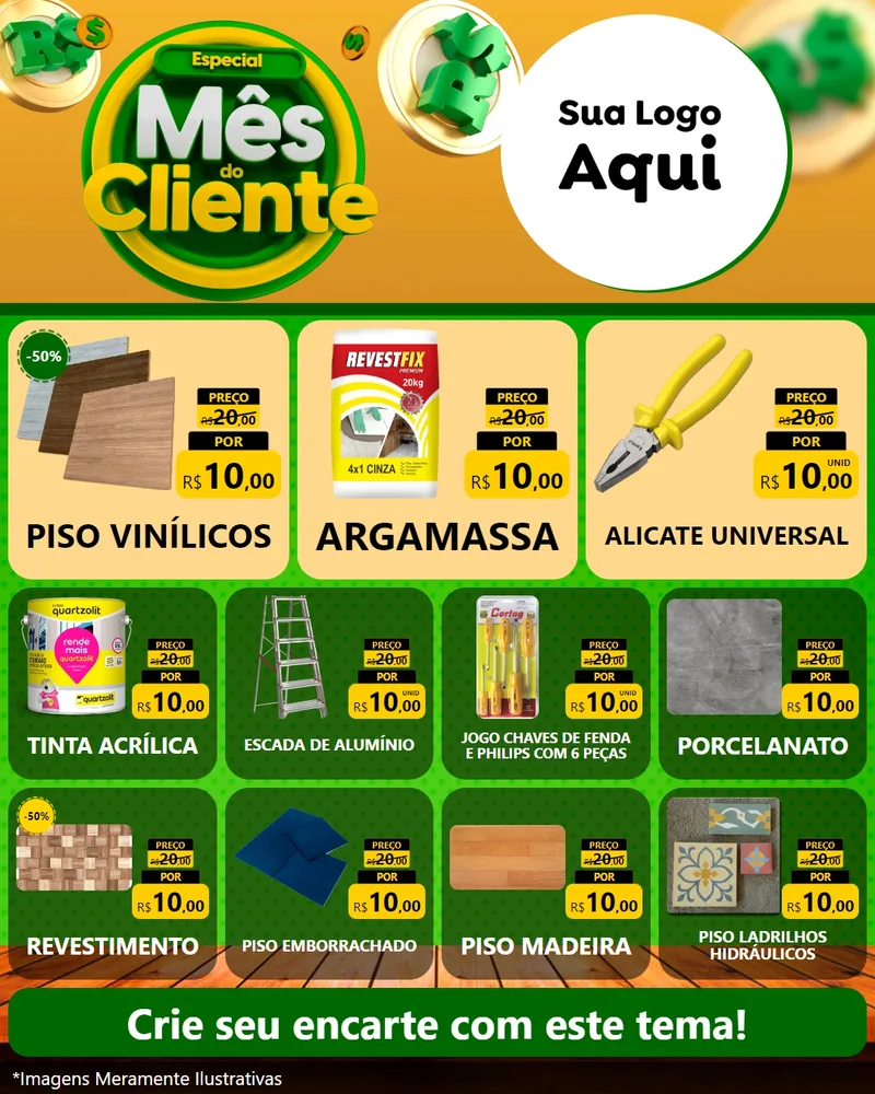 Modelo de Rede Social para Feed Instagram com o tema Especial Mês do Cliente para Material para Construção