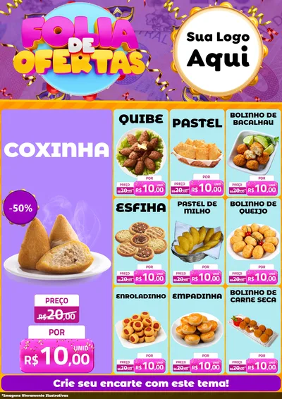 Modelo de Encarte para Encarte A4 Vertical com o tema Folia de Ofertas para Salgadaria