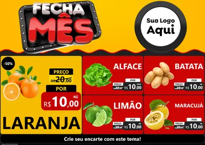 Modelo de Encarte para Encarte A4 Horizontal com o tema Fecha Mês para Hortifrúti