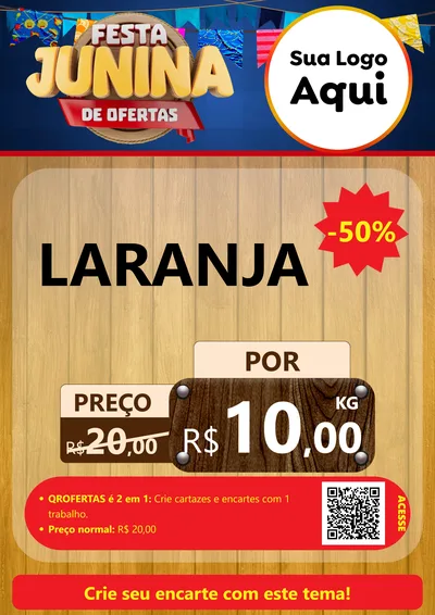 Modelo de Cartaz para Cartaz A4 Vertical com o tema Festa Junina de Ofertas para Hortifrúti