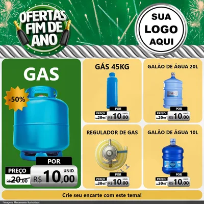 Modelo de Rede Social para Feed Facebook com o tema Ofertas Fim de Ano para Água e gás