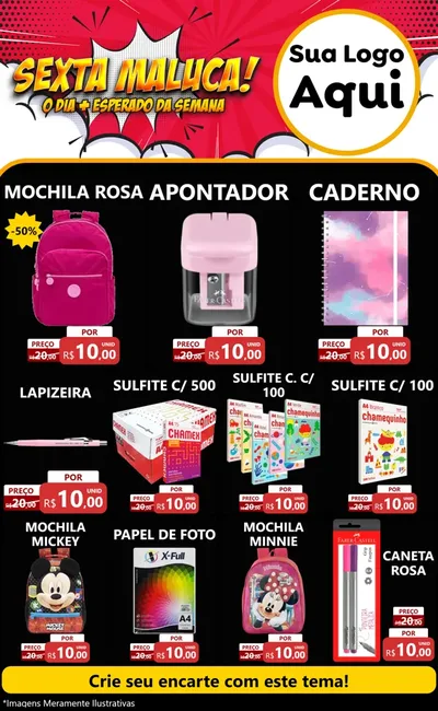 Modelo de Encarte para Encarte Grande com o tema Sexta Maluca! para Papelaria