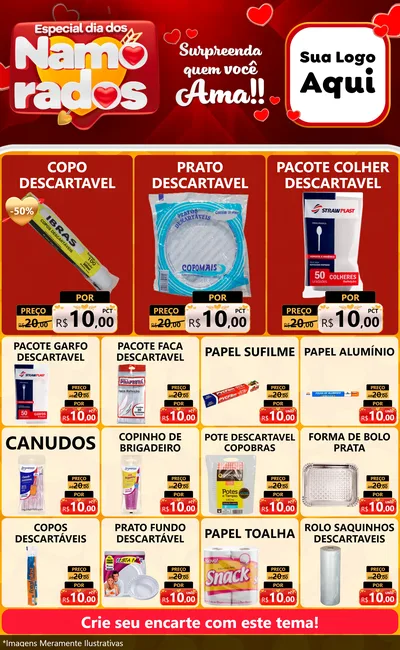 Modelo de Encarte para Encarte Grande com o tema Especial Dia dos Namorados para Embalagens
