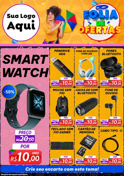 Modelo de Encarte para Encarte A4 Vertical com o tema Folia de Ofertas para Informática