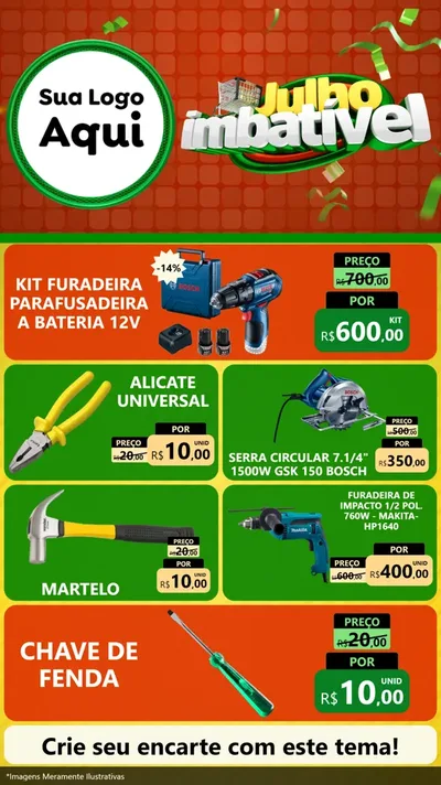 Modelo de TV para TV Vertical com o tema Julho Imbatível para Maquinas e Ferramentas