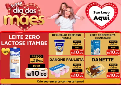 Modelo de Encarte para Encarte A4 Horizontal com o tema Super Dia Das Mães para Frios e Laticínios