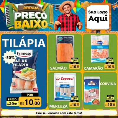 Modelo de Rede Social para Feed Facebook com o tema Arraiá de Preço Baixo - Junina para Peixaria