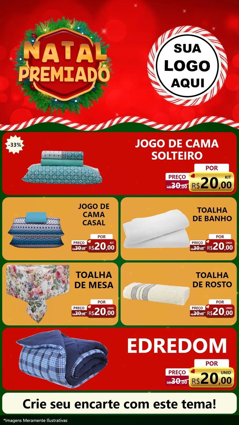 Modelo de TV para TV Vertical com o tema Natal Premiado para Cama, Mesa e Banho