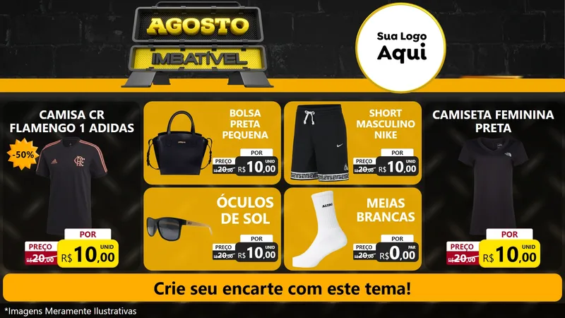 Modelo de TV para TV Horizontal com o tema Agosto Imbatível para Roupas e acessórios