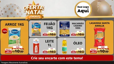 Modelo de TV para TV Horizontal com o tema Ofertas De Natal E Ano Novo para Supermercado