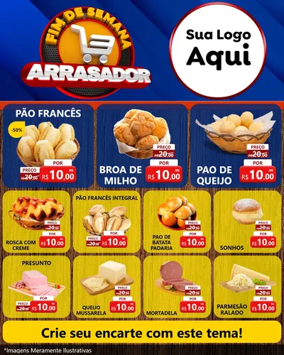 Modelo de Rede Social para Feed Instagram com o tema Fim De Semana Arrasador para Padaria