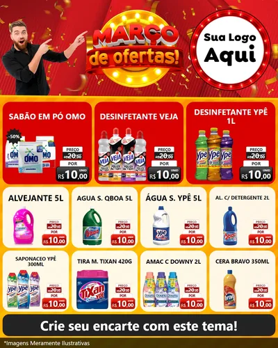 Modelo de Rede Social para Feed Instagram com o tema Março de Ofertas! para Produtos de Limpeza