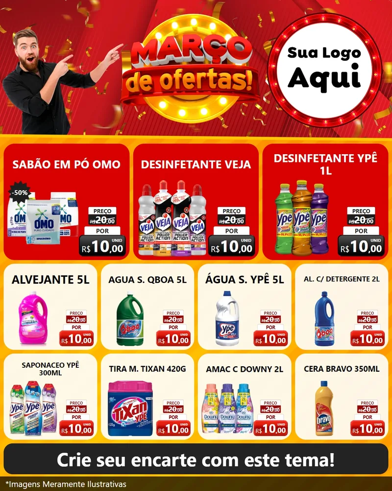 Modelo de Rede Social para Feed Instagram com o tema Março de Ofertas! para Produtos de Limpeza