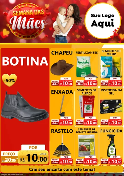 Modelo de Encarte para Encarte A4 Vertical com o tema Semana das Mães para Agropecuária
