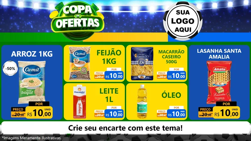 Modelo de TV para TV Horizontal com o tema Copa de Ofertas para Supermercado