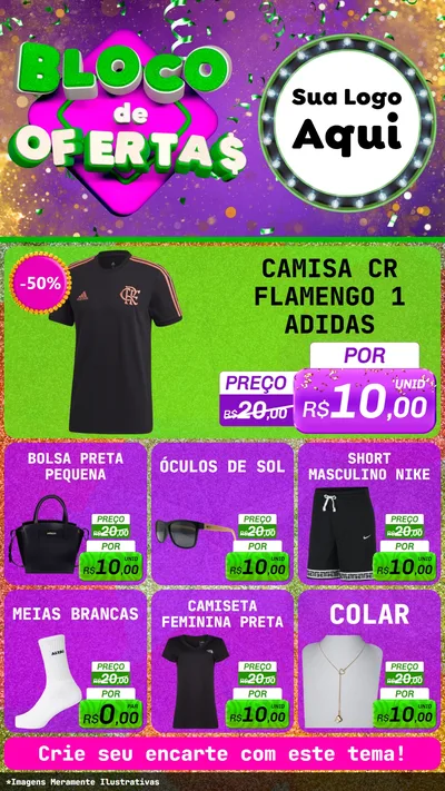 Modelo de Rede Social para Stories com o tema Bloco de Ofertas para Roupas e acessórios