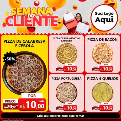 Modelo de Rede Social para Feed Facebook com o tema Semana do Cliente para Pizzaria