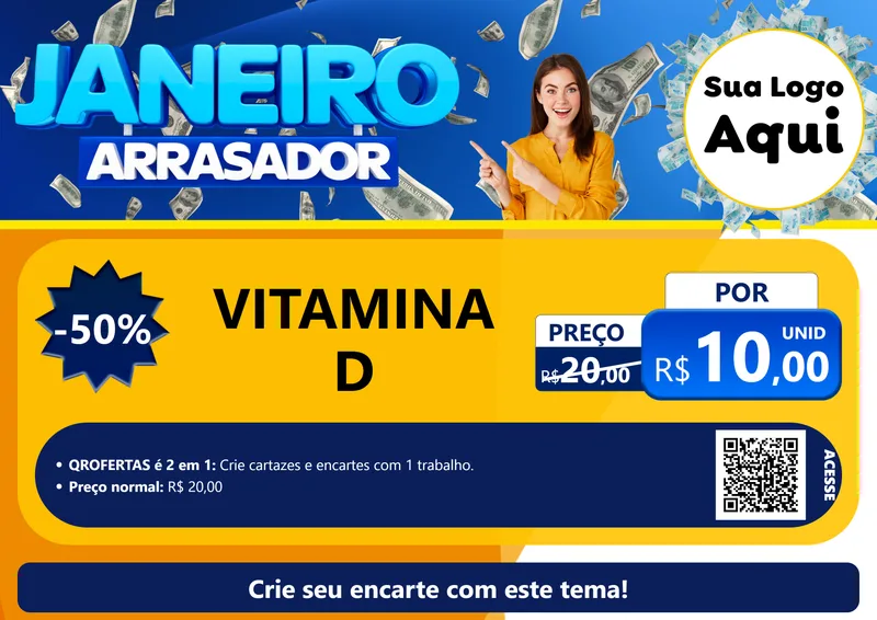 Modelo de Cartaz para Cartaz A4 Horizontal com o tema Janeiro Arrasador para Farmácia