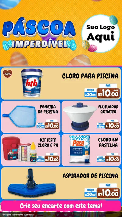 Modelo de TV para TV Vertical com o tema Páscoa Imperdível para Produtos para Piscina