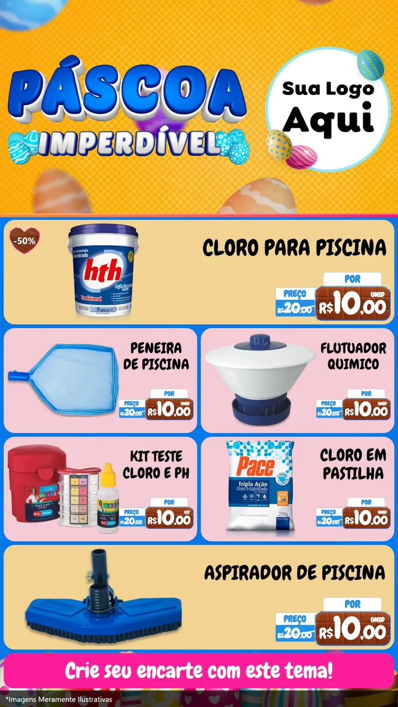 Modelo de TV para TV Vertical com o tema Páscoa Imperdível para Produtos para Piscina