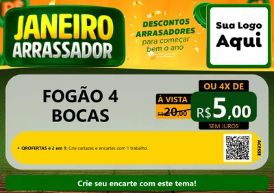 Modelo de Cartaz para Cartaz A4 Horizontal com o tema Janeiro Arrasador para Móveis e Eletro