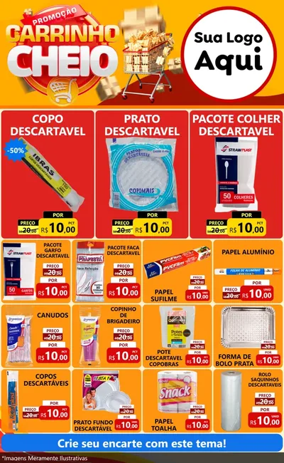 Modelo de Encarte para Encarte Grande com o tema Promoção carrinho cheio para Embalagens