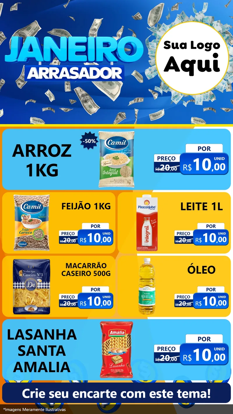 Modelo de TV para TV Vertical com o tema Janeiro Arrasador para Supermercado