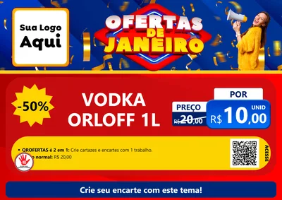 Modelo de Cartaz para Cartaz A4 Horizontal com o tema Ofertas de Janeiro para Distribuidora de bebidas
