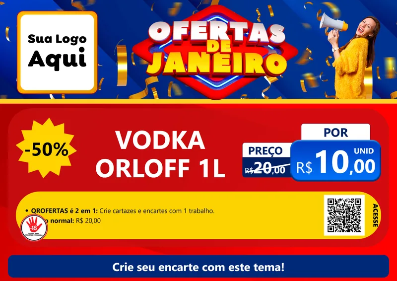 Modelo de Cartaz para Cartaz A4 Horizontal com o tema Ofertas de Janeiro para Distribuidora de bebidas