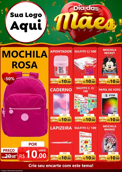 Modelo de Encarte para Encarte A4 Vertical com o tema Dia das Mães para Papelaria