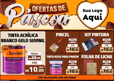 Modelo de Encarte para Encarte A4 Horizontal com o tema Ofertas de Páscoa para Tintas e Ferramentas