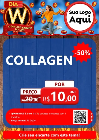 Modelo de Cartaz para Cartaz A4 Vertical com o tema Dia W - O Dia Mais Barato Do Mês para Suplementos alimentares