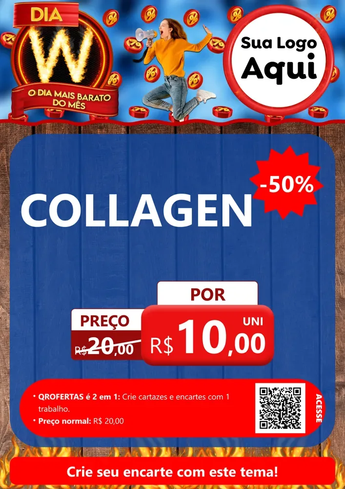 Modelo de Cartaz para Cartaz A4 Vertical com o tema Dia W - O Dia Mais Barato Do Mês para Suplementos alimentares