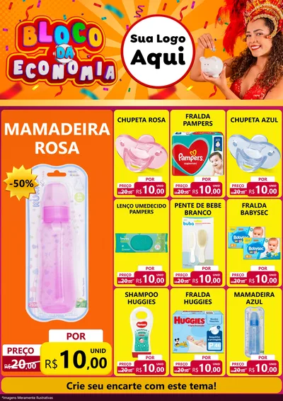 Modelo de Encarte para Encarte A4 Vertical com o tema Bloco da Economia para Bebês