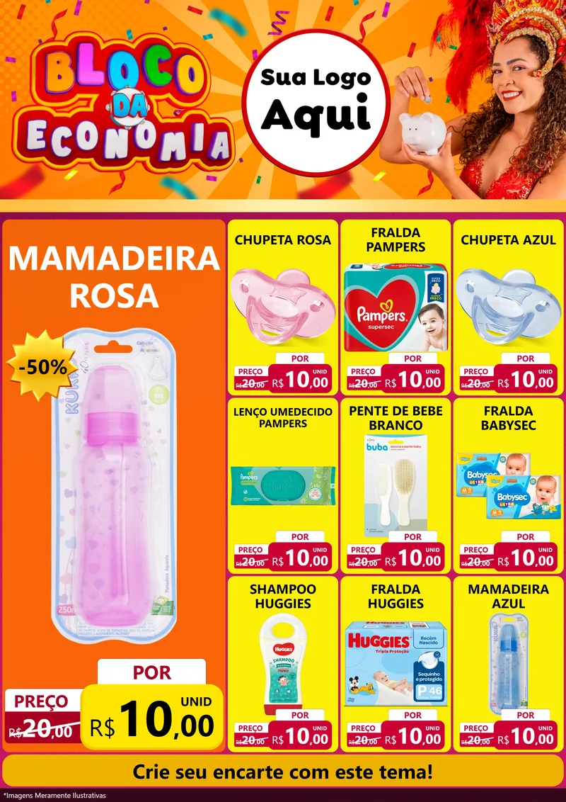 Modelo de Encarte para Encarte A4 Vertical com o tema Bloco da Economia para Bebês