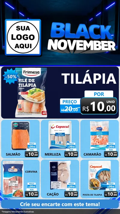 Modelo de Rede Social para Stories com o tema Black November para Peixaria